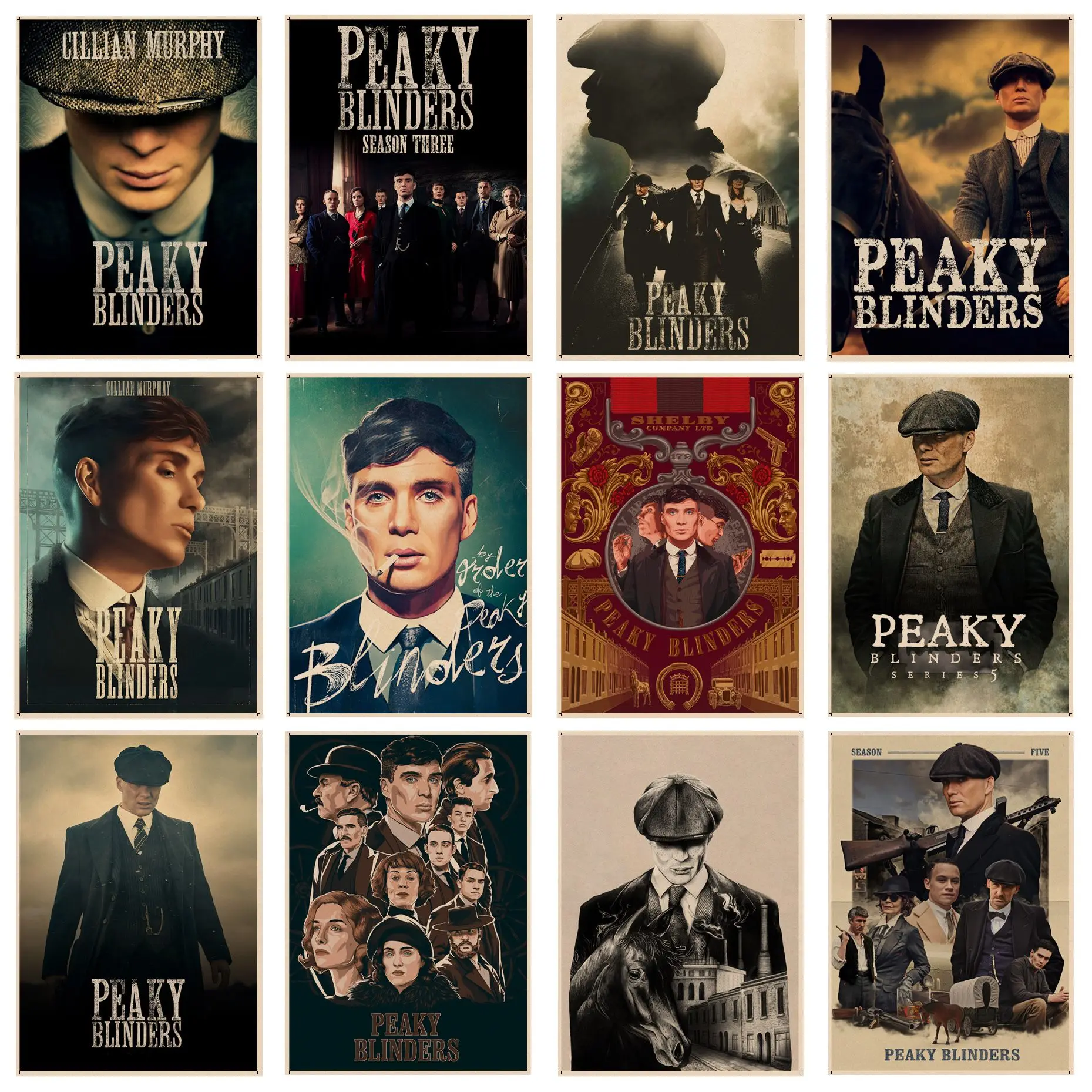 

Peaky Blinders Thomas Shelby Movie Posters Kraft Paper Sticker DIY Room Bar Cafe Home Decor