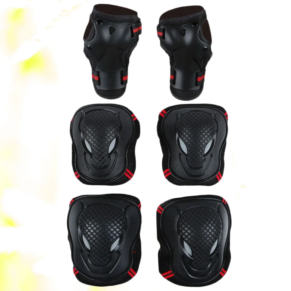 

Gear Set Skateboard Knee Pads Elbow Pads Wrist Guards Cycling Elbow Pad for Kids Sports for 60 to 80 KG ( Black and Red )