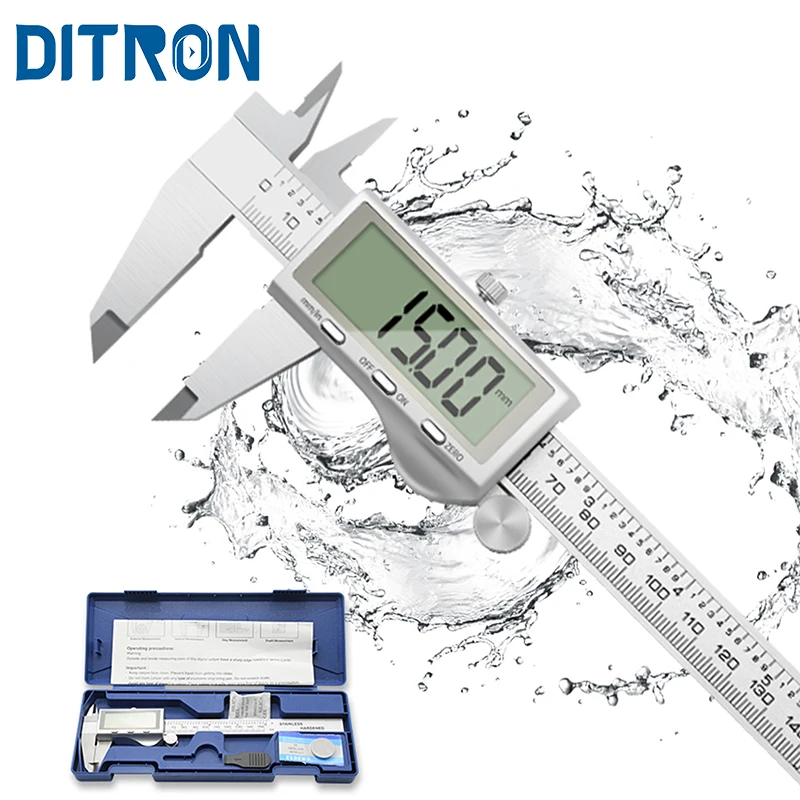 

Цифровой штангенциркуль DITRON 150/200/300 мм, электронные металлические штангенциркули с большим измерительным инструментом с ЖК-экраном