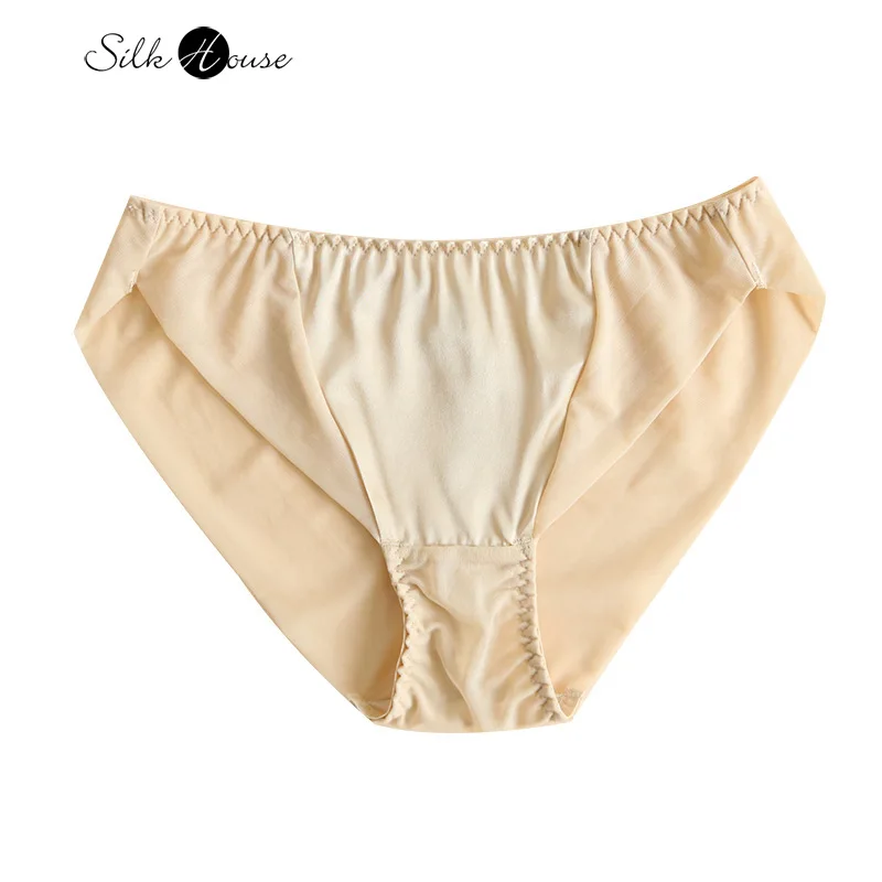 Silk Satin Underwear Women's Comfortable Mulberry Silk Briefs Short Medium Waist Thin Style Breathable and Traceless