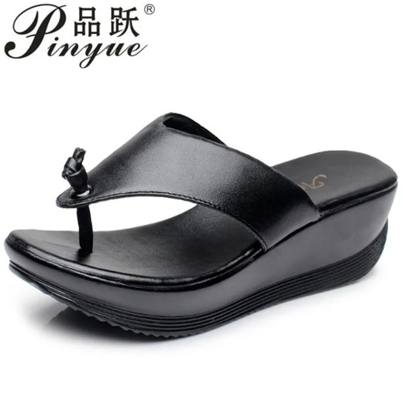 

Real leather flip-flops Casual Summer Slippers Flip Flops Women Indoor Floor Shoes Casual platform slippers