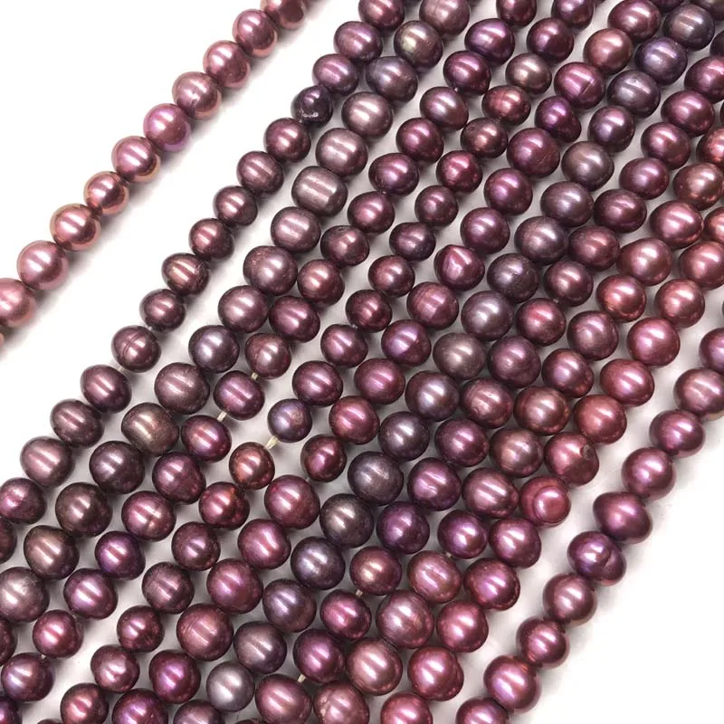 ELEISPL Wholesale 16 Strands 6-7mm Dark Red Freshwater Pearl Loose Beads Strings #22010331-3