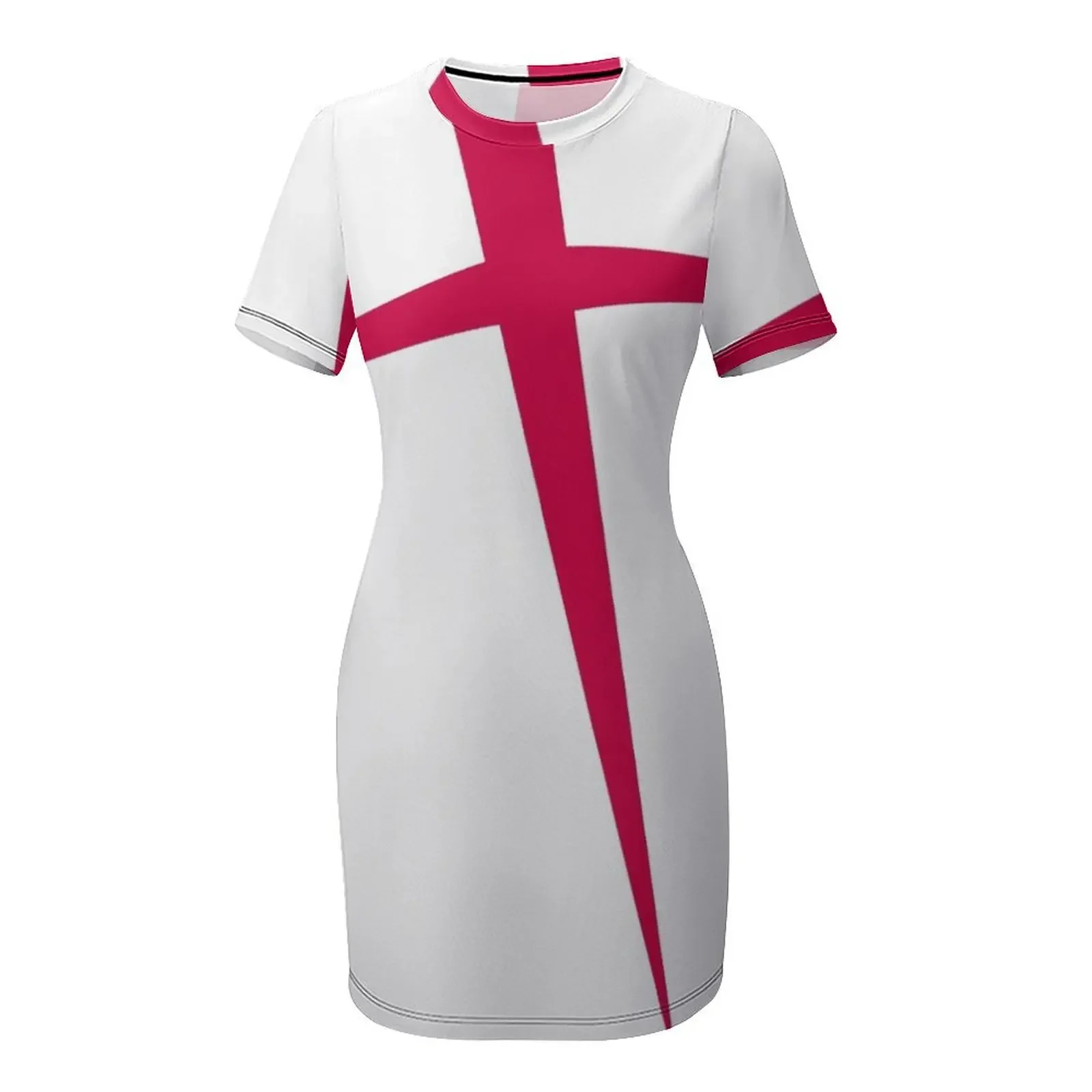 Фото Женское летнее платье с коротким рукавом SHARP RED ENGLAND CROSS POINTED, от SUBGIRL, новинка 2026 года №4