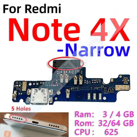 Нижняя док-станция, USB-зарядное устройство, микрофонная плата, разъем для зарядки, гибкий кабель для Xiaomi Redmi Note 4 4A 4x Pro Prime GloBal