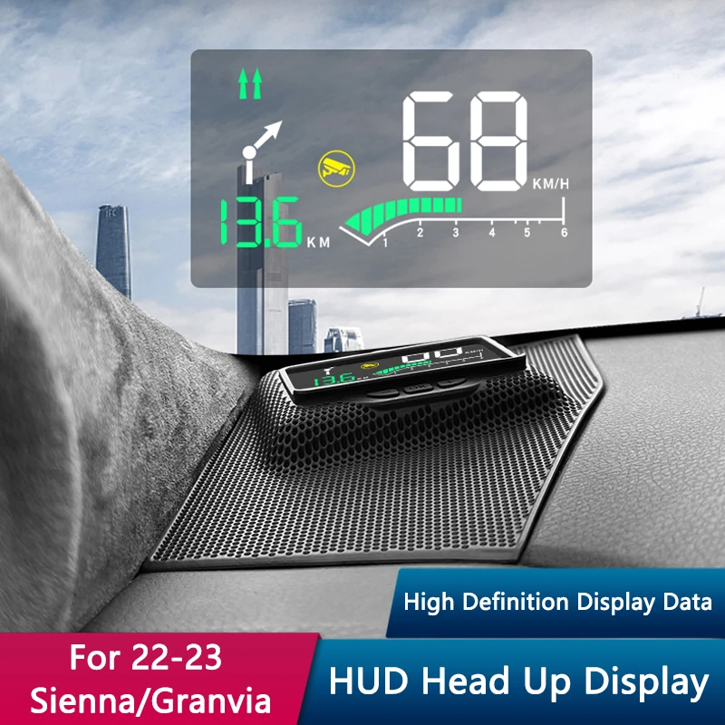 

QHCP Car Head Up Display HUD Display Safe Driving Windshield Projector Hidden Fits For Toyota Sienna Granvia 2022 2023 Accessory