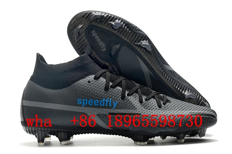 

2022 soccer shoes mens cleats FG Crampons de football boots Black Blue