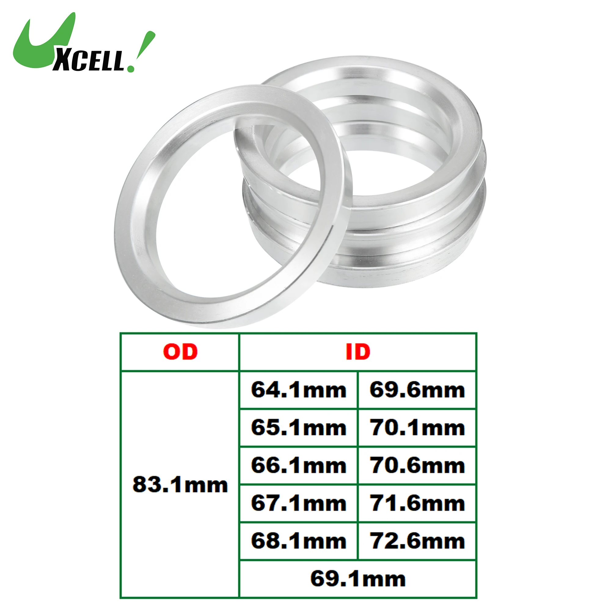 

UXCELL 4 шт. OD 83,1 мм до ID 64,1 мм 66,1 мм 70,1 мм 72,6 мм центральные кольца для ступицы автомобиля, центр отверстия колеса, Проставка из алюминиевого спла...