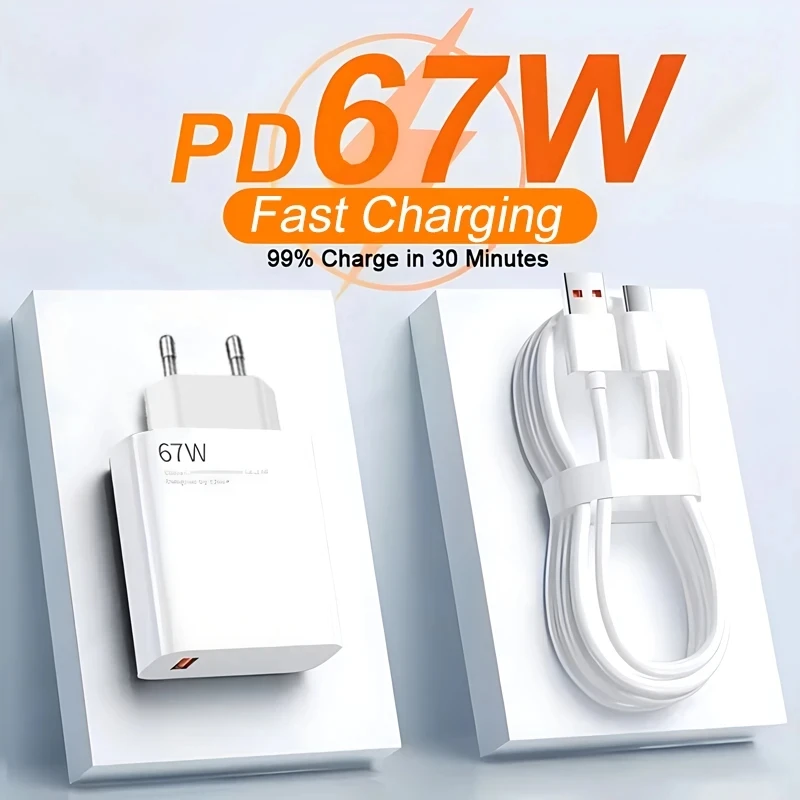 Зарядное устройство с USB-портом, 67 Вт, для Xiaomi 14/13/12/11/10 ...