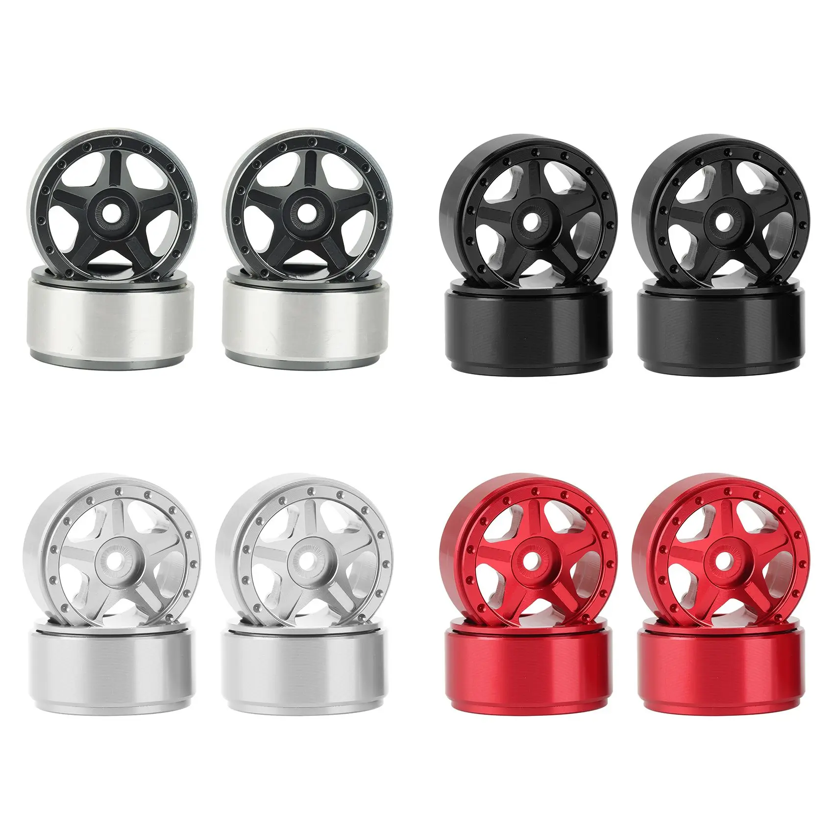 

4Pcs 1.0Inch CNC Metal Beadlock Wheel Rim Hub for 1/24 RC Crawler Car Axial SCX24 90081 AXI00001 AXI00002 Parts