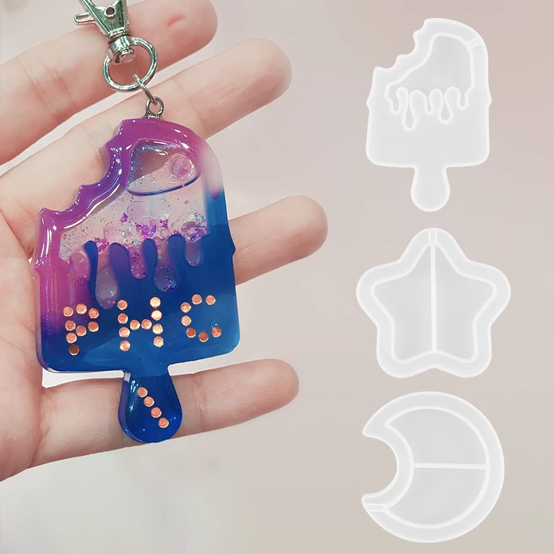 

Transparent Cute Silicone Mold For Epoxy Resin Star Moon Love Heart Quicksand Resin Mold DIY Jewelry Making Keychain Accessories