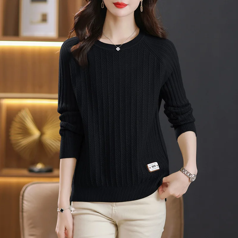 Женский Универсальный однотонный пуловер шерстяной свитер высокого качества с