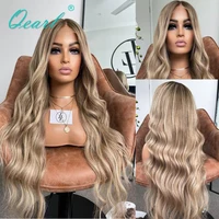 Glueless 13x6 Lace Frontal Wigs Caramel Golden Ash Blonde Highlights Full Lace Wig Loose Wave Virgin Hair 180% Thick Cheap Qearl