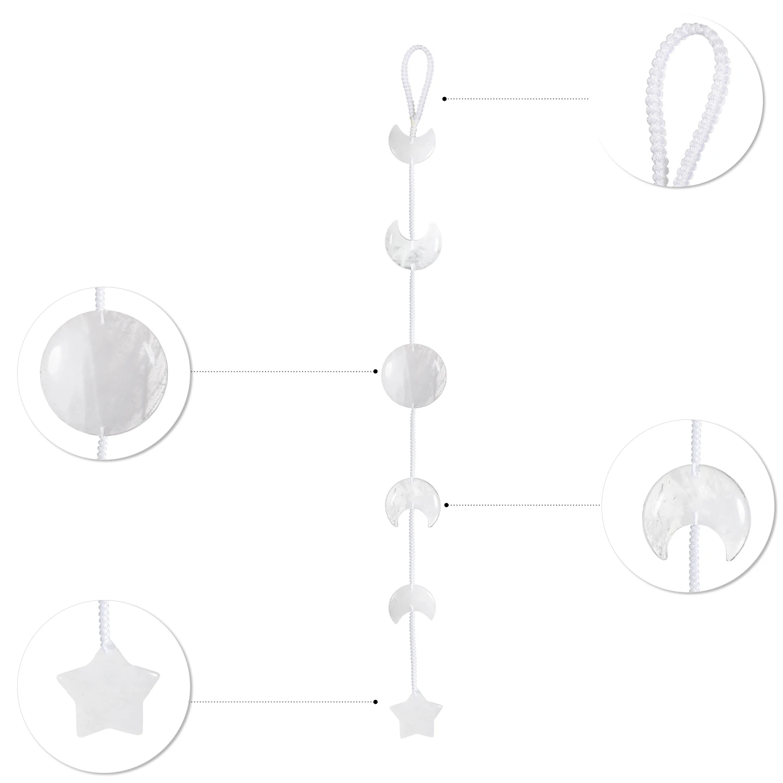 Healing Star Moon Shaped Crystal Stone Hanging Ornaments Natural Minerals Gemstone Craft Gift Car Wall Window Decor