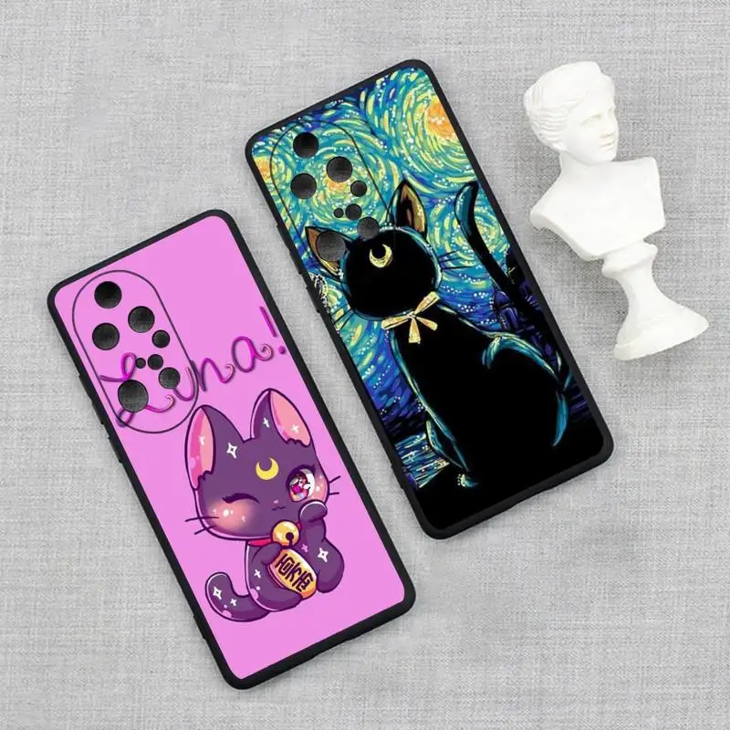 

Cute Sailor Moon Cat Phone Case For Huawei P20 P30 P40 P50 Lite E P Mate 50 40 30 20 Pro Soft Cover