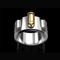 creative golden bullet lighter guy mens ring jewelry 2022 punk style male hand accessories hot sale