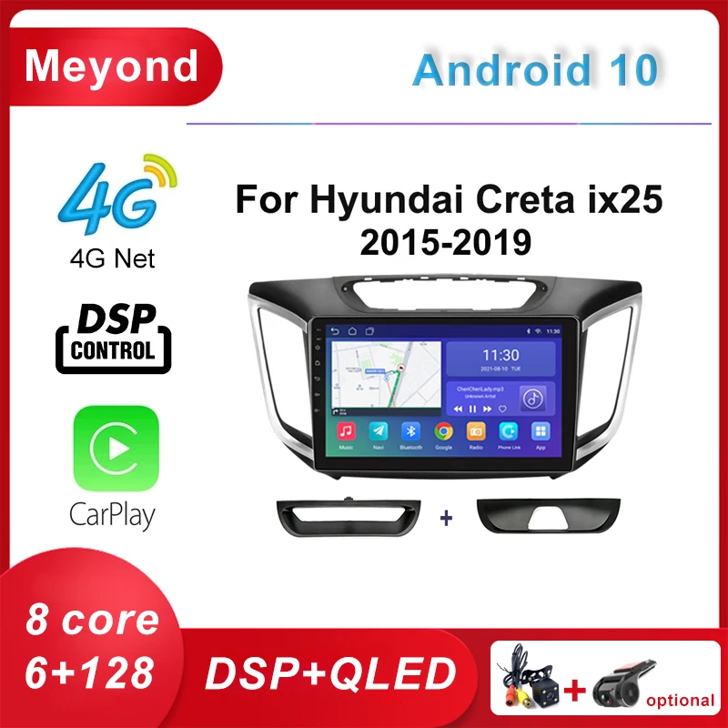 

6++128GB AI Voice 2 din Android Auto Radio for Hyundai Creta ix25 2015-2019 Carplay 4G DSP Car Multimedia GPS 2din autoradio