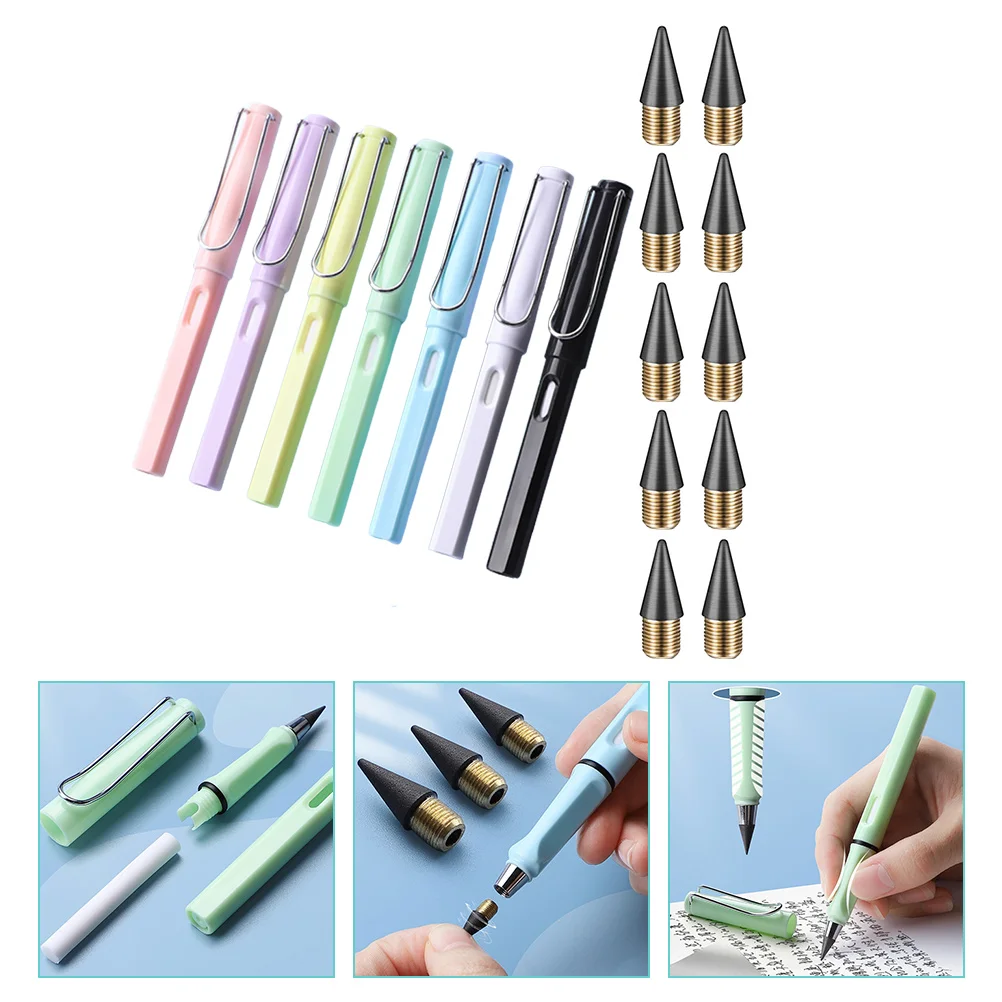 

Pen Kids Infinite Inkless Everlasting Ink Forever Graphite Gift Pens Metal Stationary School Reusable Refills Head No