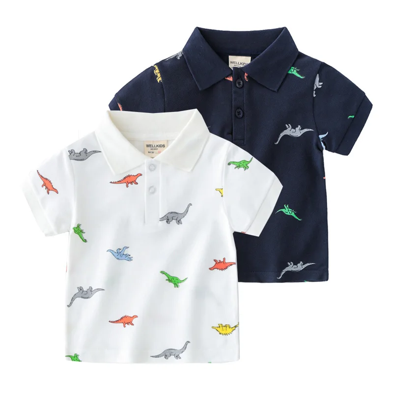 Camisetas de dinosaurios para niños, ropa de algodón de calidad, Tops de tela para el sudor, de verano