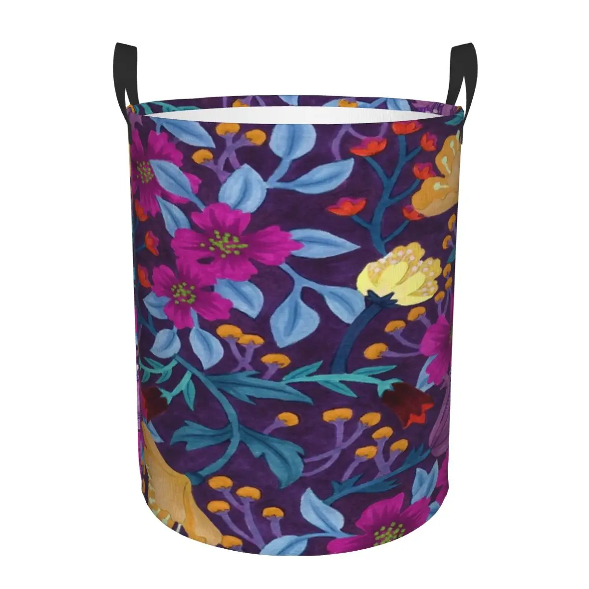 

Floral Circular hamper,Storage Basket With Two handles living rooms books