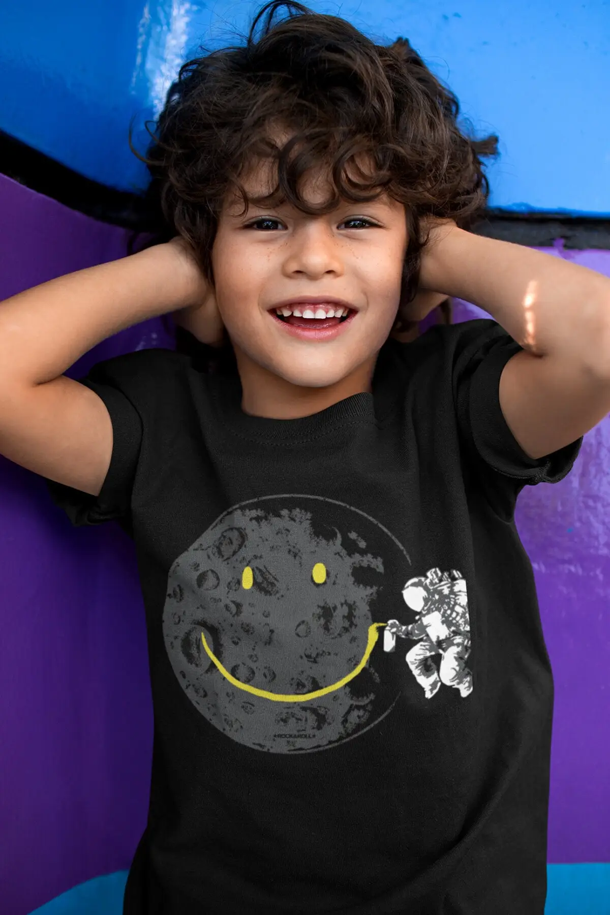 

2021 New Fashion Grafitici Astronaut Black Short Sleeve Girls Boys Unisex Kids T-Shirt Quality cotton combed fabric comfortable