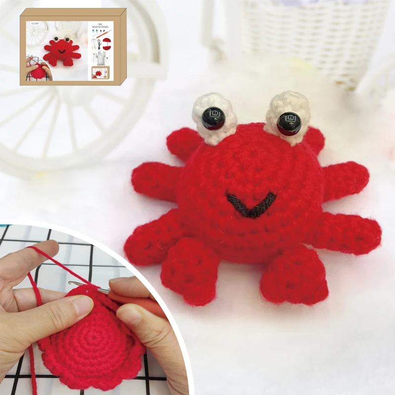 

Handmade Red Octopus Crochet for Knitting For Kids Beginners Holiday Gifts