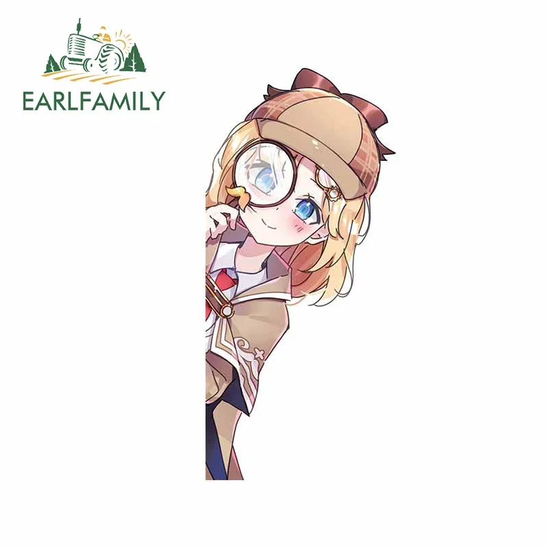 

EARLFAMILY 13 см для Amelia Watson Hololive, автомобильные наклейки, аниме, солнцезащитные наклейки, милые окна, декор багажника, автомобильные товары