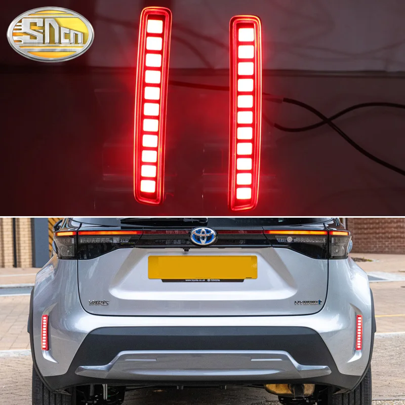 3-in-1 Functions LED Reflector Lamp Rear Fog Lamp Bumper Brake Light Dynamic Turn Signal For Toyota Yaris Cross 2021 2022