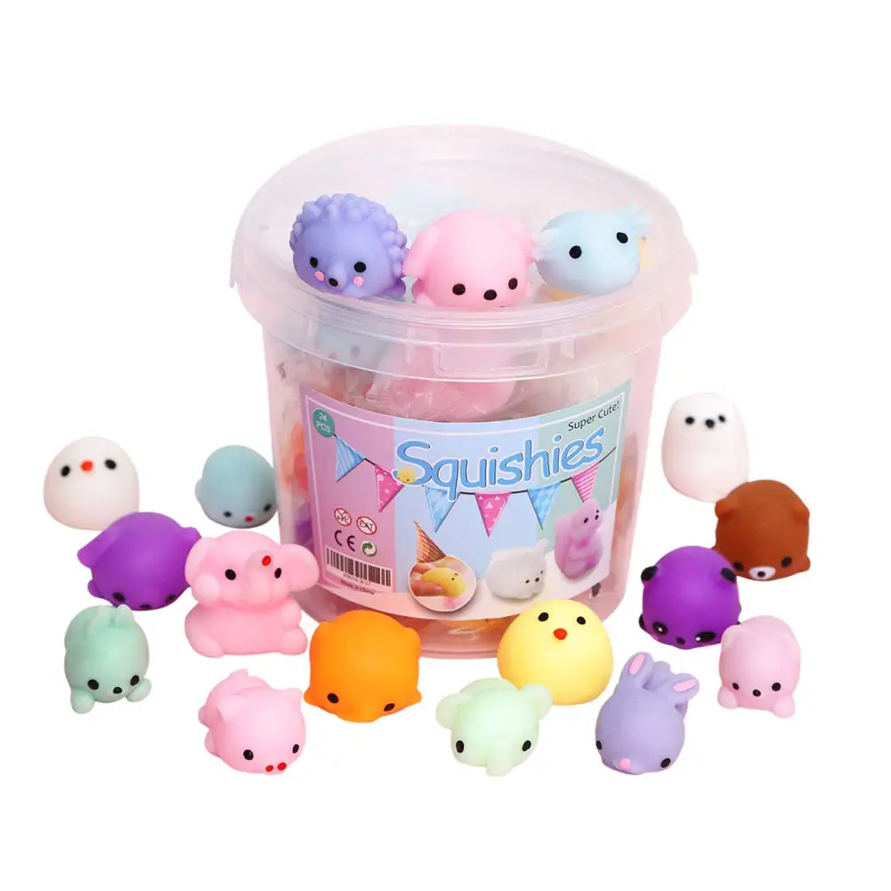 

24Mochi Toy moji Kids Mini Kawaii squishie Mochi Stress Reliever Anxiety Toys Easter Basket Stuffers fillers with Storage Box