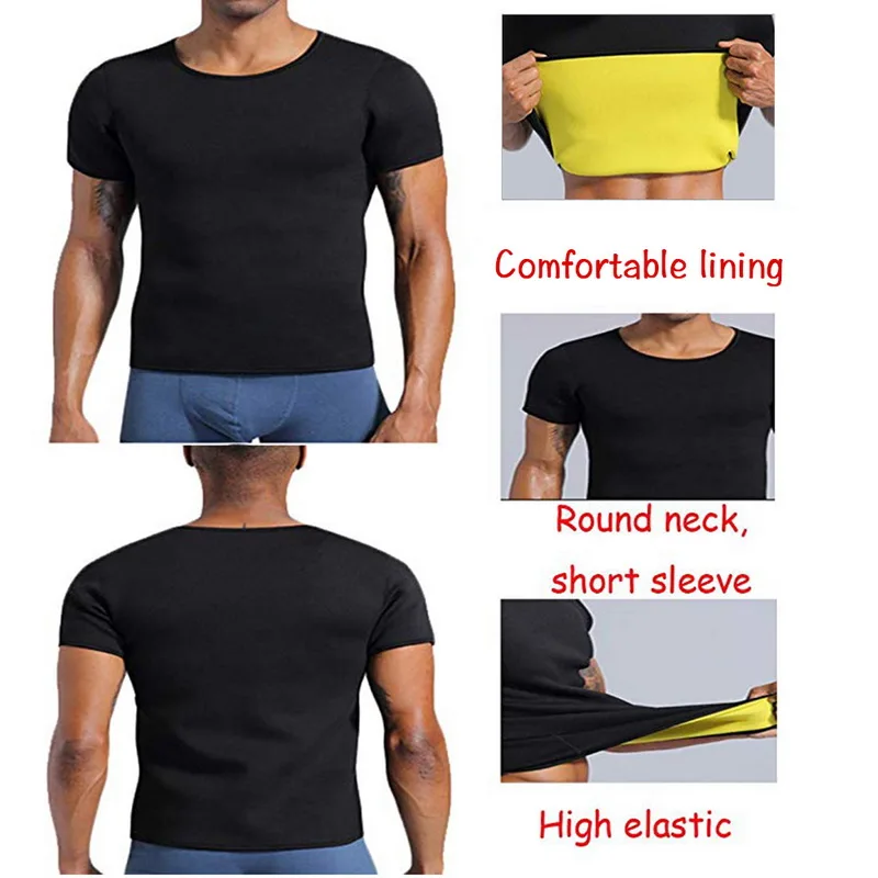 Men Shapewear Solid Color Short Sleeve Tummy Control T-Shirt Waist Trainer Slimming Abdomen Tank Top Breathable Mesh Body Shaper