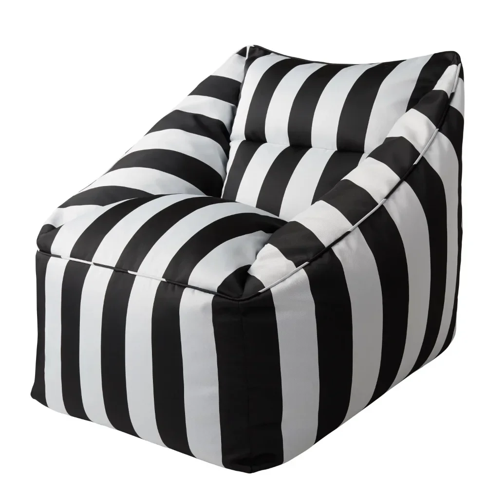 

& Gardens Dream Bean Patio Bean Bag Chair, Black and White Cabana Stripes