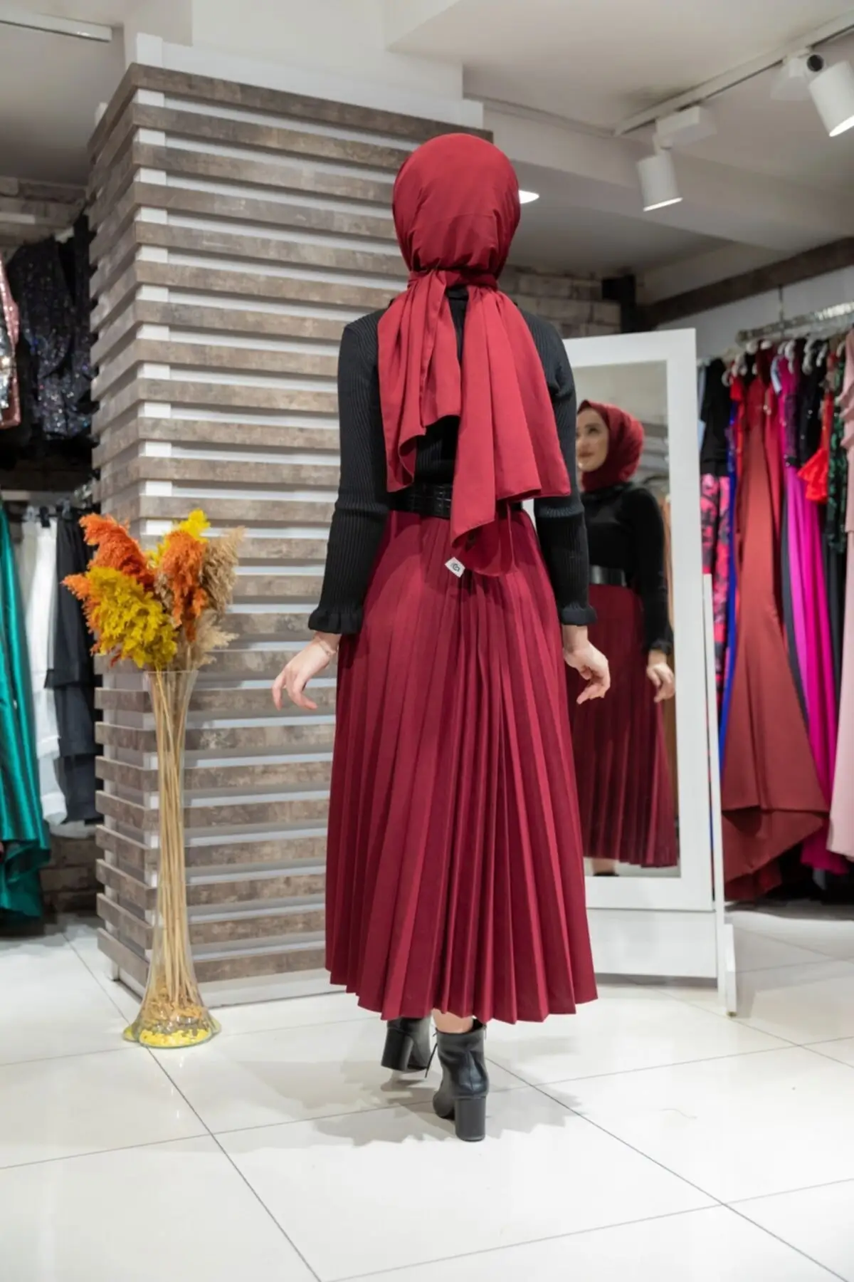 

Black Sleeve Knitted Sweater Women's Frill Collar Women Muslim Sweater