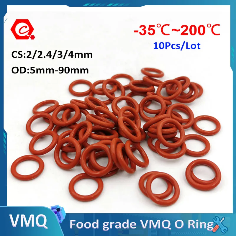 

Красные уплотнительные кольца из силикона VMQ, 10 шт.