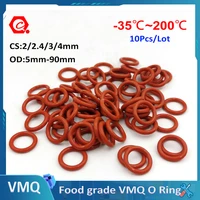 10pcs cs 22 434mm od 5 90mm red vmq o ring seal gasket silicon silica gel ring gasket food grade rubber o ring