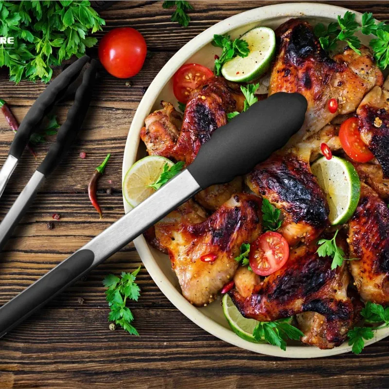 

9 Inch Silicone BBQ Grilling Tong Kitchen Cooking Salad Bread Serving Tong Non-Stick Barbecue Clip Clamp Kitchen Accessories