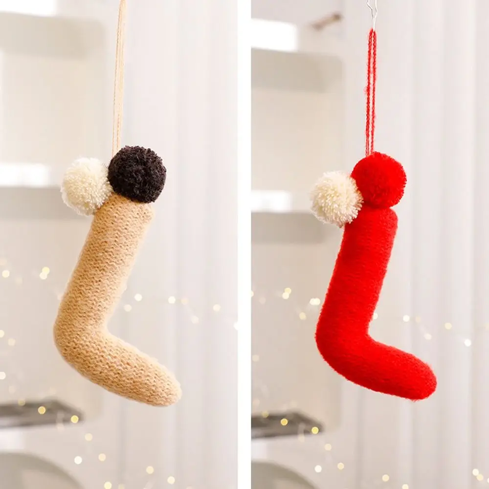 Вязаные рождественские носки подвески мультяшные ручной работы из трости