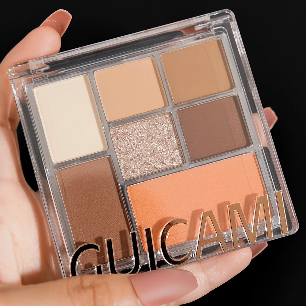 

GUICAMI Seven-color Eyeshadow Palette Natural Long-lasting High-gloss Matte Blush Repair Volume 1PC Makeup