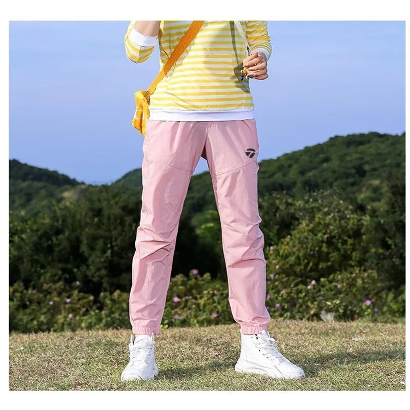 Summer Women's Golf Trousers sports run elastic quick dry golf pants women bunched foot sweatpants light thin absorbent sweat