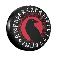 the crow with ragnars raven spare wheel tire cover for suzuki viking valhalla norse runes bird vehicle accessories