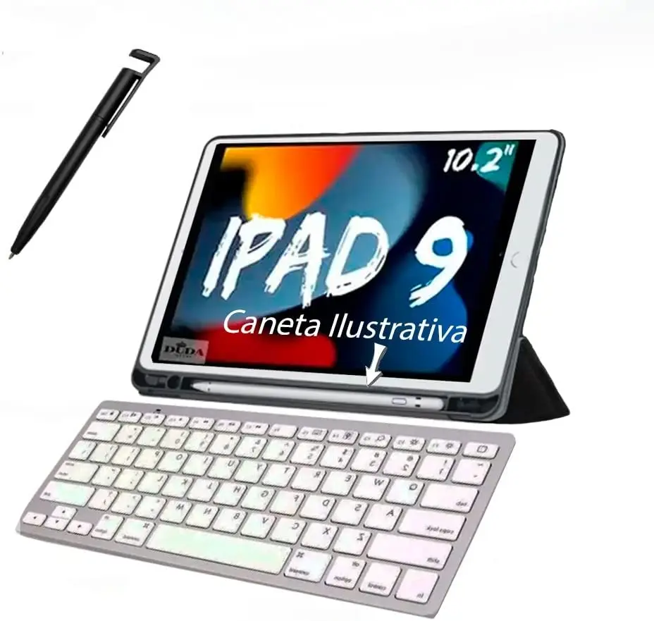 

Capa Com Espaço Para Pênsil+ Para iPad 7/8/9 ª Geração 10,2 P + Caneta Brinde- Store teclado mecânico gamer