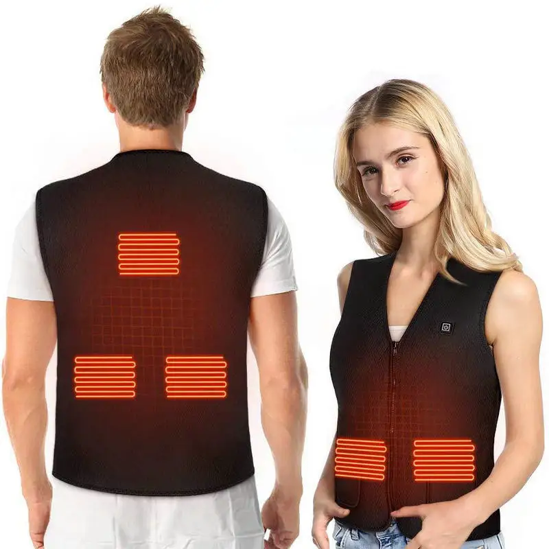 

2022 New Rechargeable Heated Men'S Vests USB Power Bank Carbon Fiber Waterproof Battery Heating Jacket For Men Women