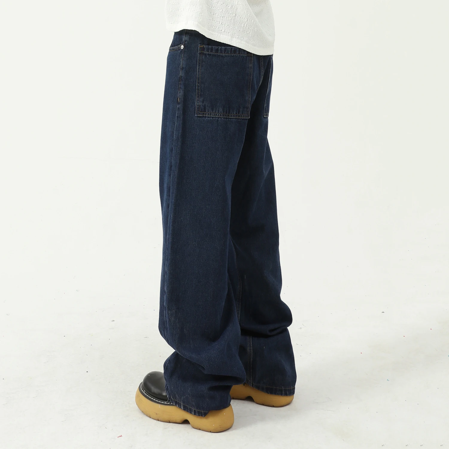 Men's and Women's Korean Version Loose Mid-waist Baggy Jeans Y2K Style Dark Blue Hip Hop Casual Pants Y2k Men’s Jeans