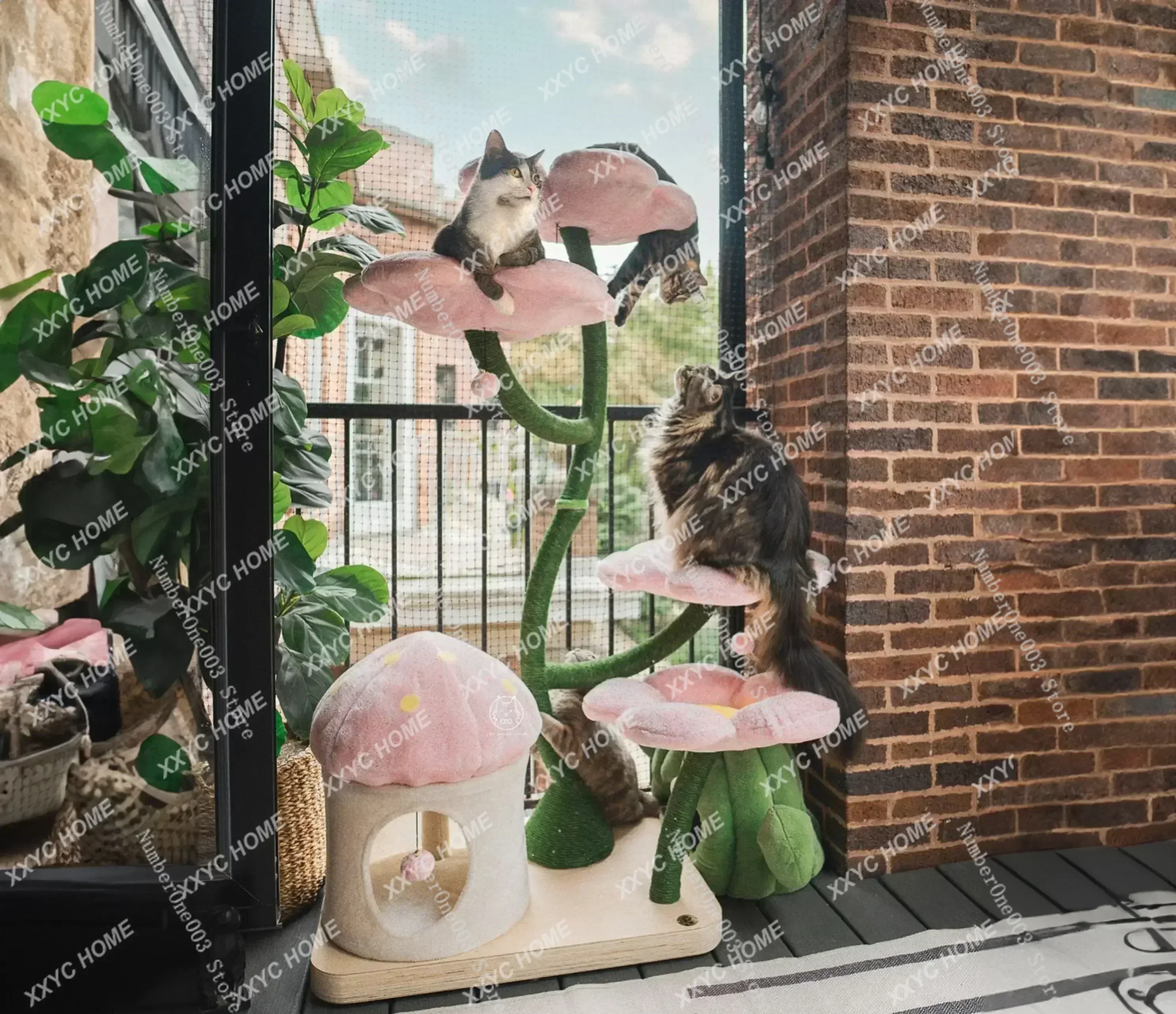 Цветок кошка дерево башня розовый современный роскошный фотодерево деревянная