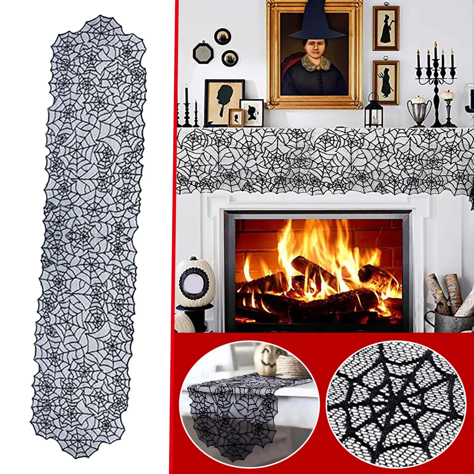 

Декорации для Хэллоуина Праздничная кружевная настольная дорожка, черная, винтажная, свадебная, детская, богемная, свадебная