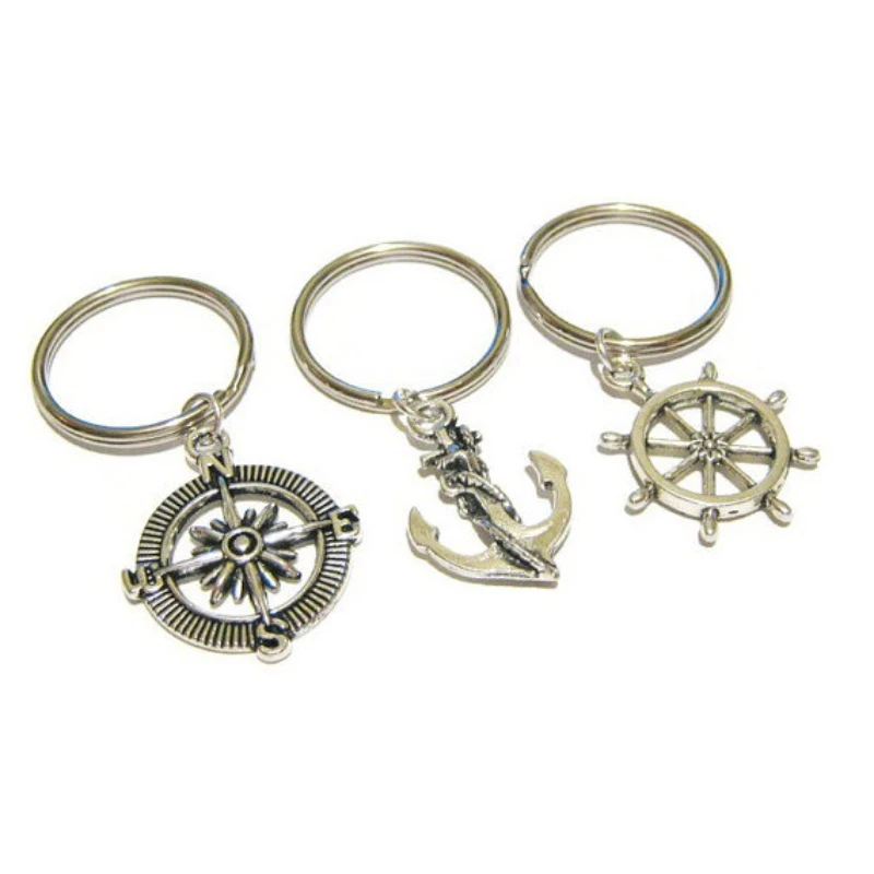 

Naval Anchor Compass Rudder Key Chain Stainless Steel Women Jewelry Accessories Pendant Gifts Fashion