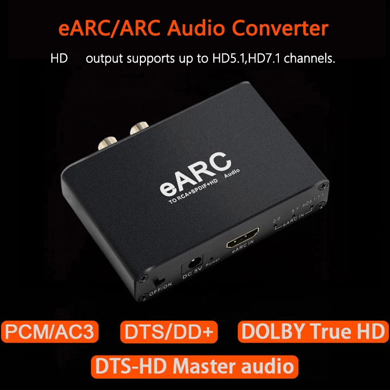 Фото RCA аудиоэкстрактор конвертер eARC HDMI экстрактор только аудио для Dobly DTS AC3 LPCM TV оптический коаксиальный №3