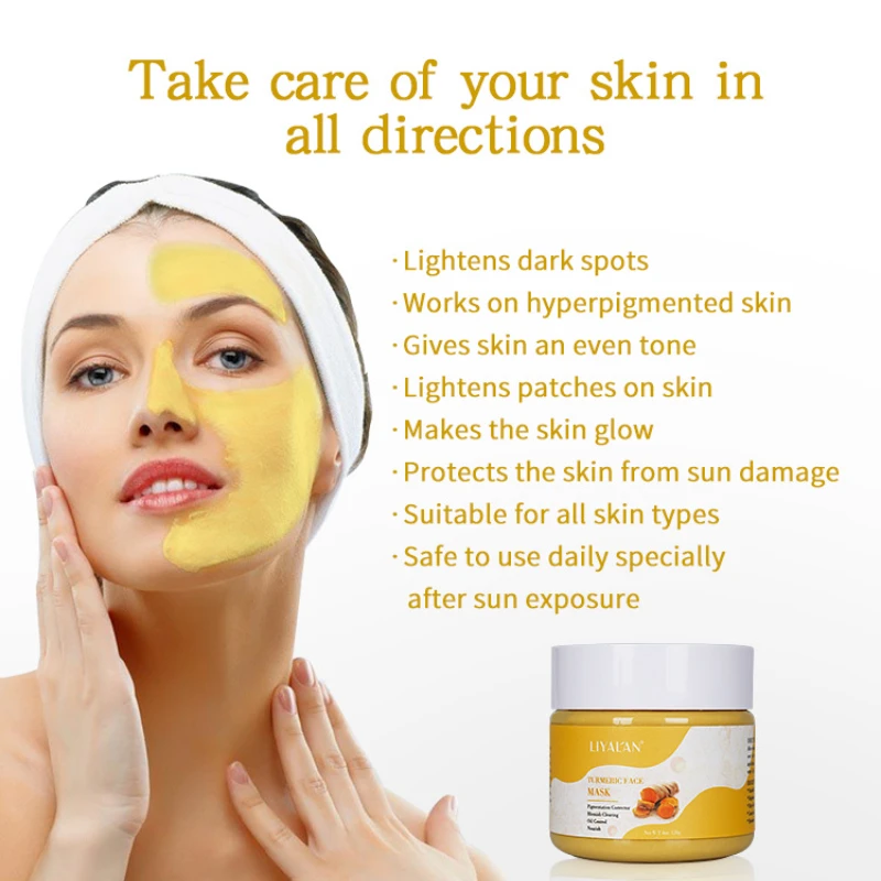 Curcumin lightens dark spots, repairs skin that stays up late, creamy water wash cleaning mud facial mask whitening cream 1pcs