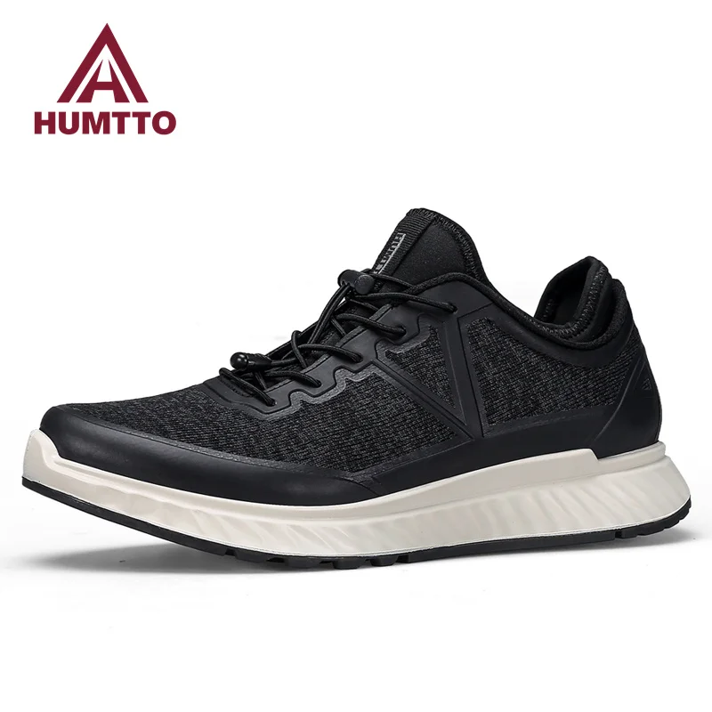 HUMTTO Running Shoes for Men Luxury Designer Trail Mens Sneakers Breathable Sport Mens Tennis Black Leather Casual Man Trainers