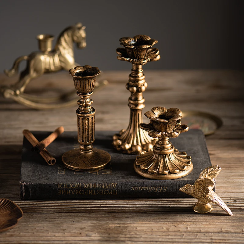 

Column Candle Holder French Classical Resin Decoration Gift Nostalgic Antique Stand Accessories Home Decor Photography Props