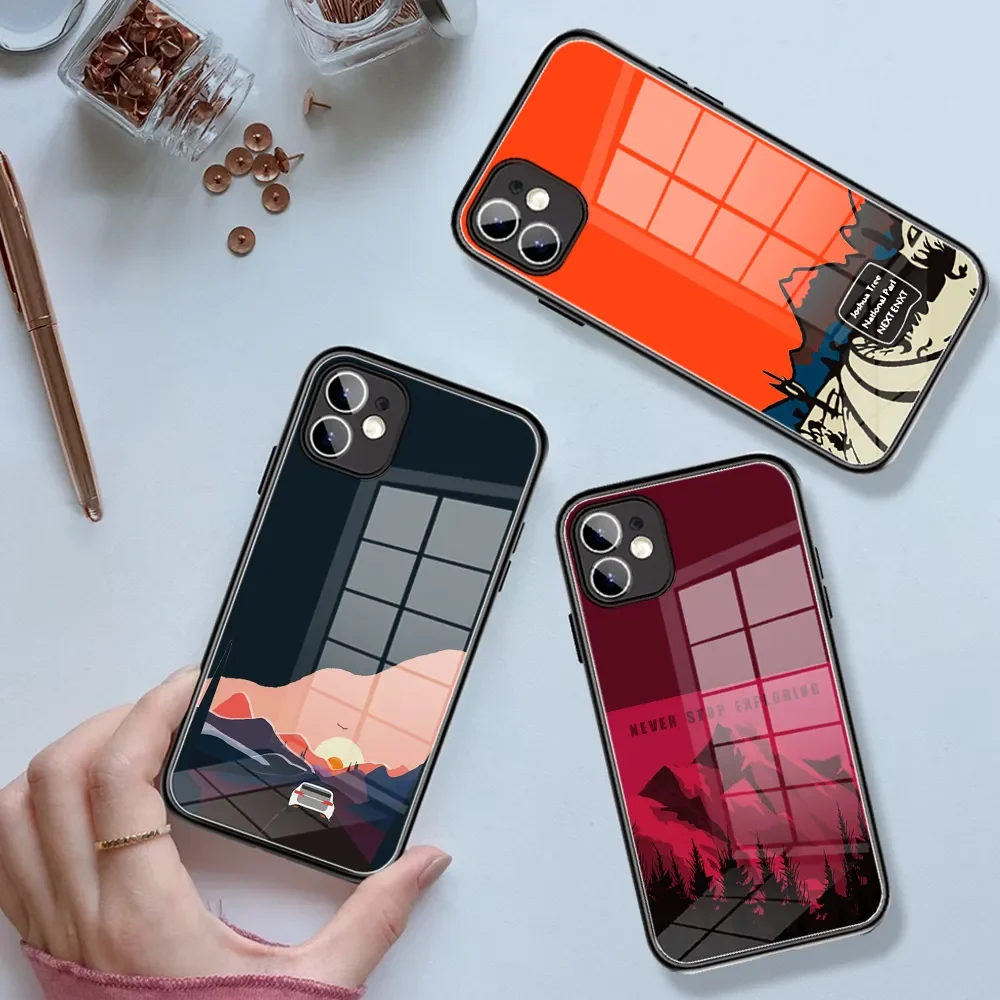 

Brand faces Scenery Phone Case Tempered Glass For iPhone 13 11 Pro XR XS MAX 8 X 7 Plus 12 Pro MAX Mini N-North covers