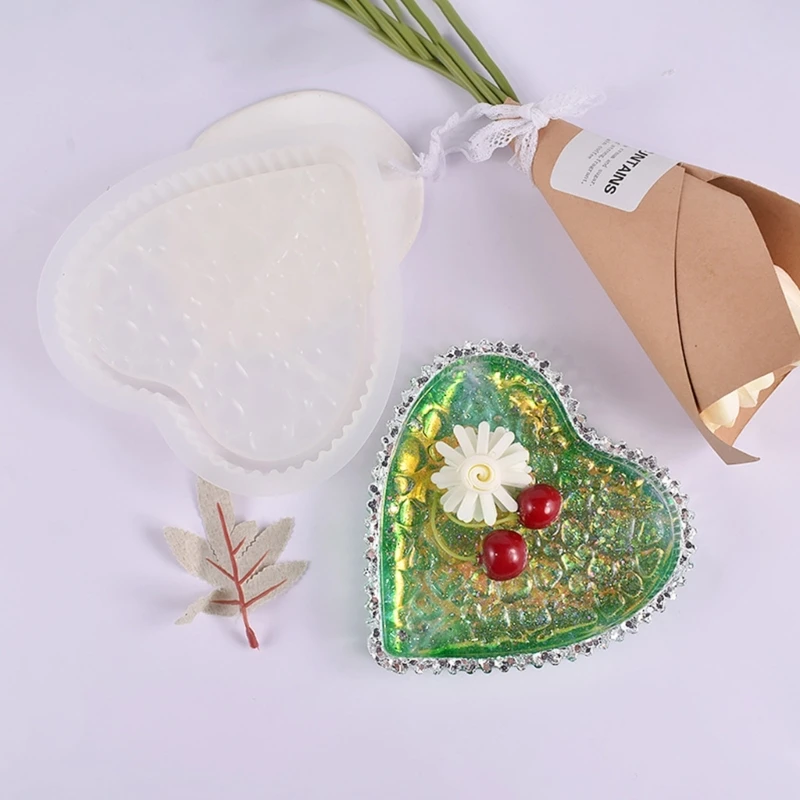 

L5YD Подставка под чайный столик, сердца, силиконовая форма, украшение для дома, литье из смолы